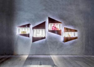 Architectural details and contemporary materials at Shanghai Fashion Center.